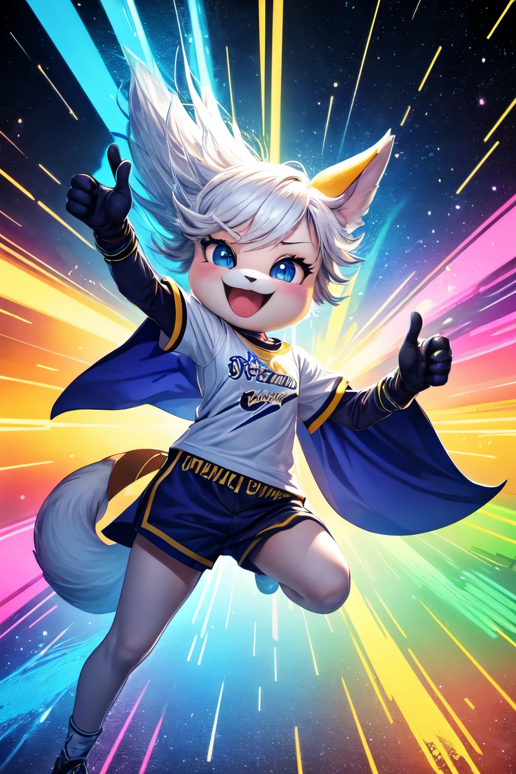 Create a high-quality image of a mascot featuring the name "Dream Scape Legends" prominently displayed on its shirt. The mascot should be unique, friendly, and inviting, embodying the adventurous and legendary theme of "Dream Scape Legends."
**Specific details:**
1. **Mascot Design**:
- Design a unique and friendly mascot character. It could be an animal, a mythical creature, or a humanoid character.
- The mascot should have a welcoming and approachable appearance.
2. **T-shirt Design**:
- The mascot should be wearing a t-shirt.
- The t-shirt should prominently display the name "Dream Scape Legends" in a clear and stylish font.
- Use colors that stand out and complement each other, such as a dark t-shirt with bright, glowing text or a light t-shirt with bold, dark text.
3. **Additional Elements**:
- Add elements that reflect the "Dream Scape Legends" theme, such as stars, magical effects, or adventure-related items.
- The background can be simple to keep the focus on the mascot, but with subtle elements like sparkles or a dreamy gradient to enhance the theme.
4. **Position and Expression**:
- The mascot should be in a friendly and dynamic pose, such as waving, giving a thumbs-up, or in a heroic stance.
- Include a happy and inviting expression to make the mascot more engaging.
5. **Quality and Style**:
- Ensure the image is high quality, with attention to detail in both the character design and the t-shirt text.
- The style can be semi-realistic or cartoony, depending on the desired look for the "Dream Scape Legends" brand.