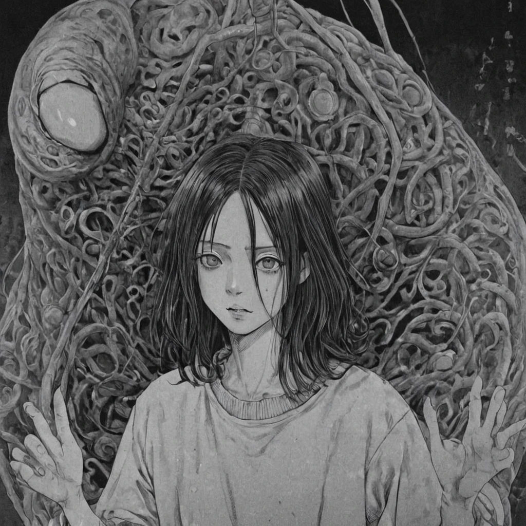 spiral, (anime), bizarre scenario, This is Junji, Yusuke Murata, black and white, 8K, anime, horror