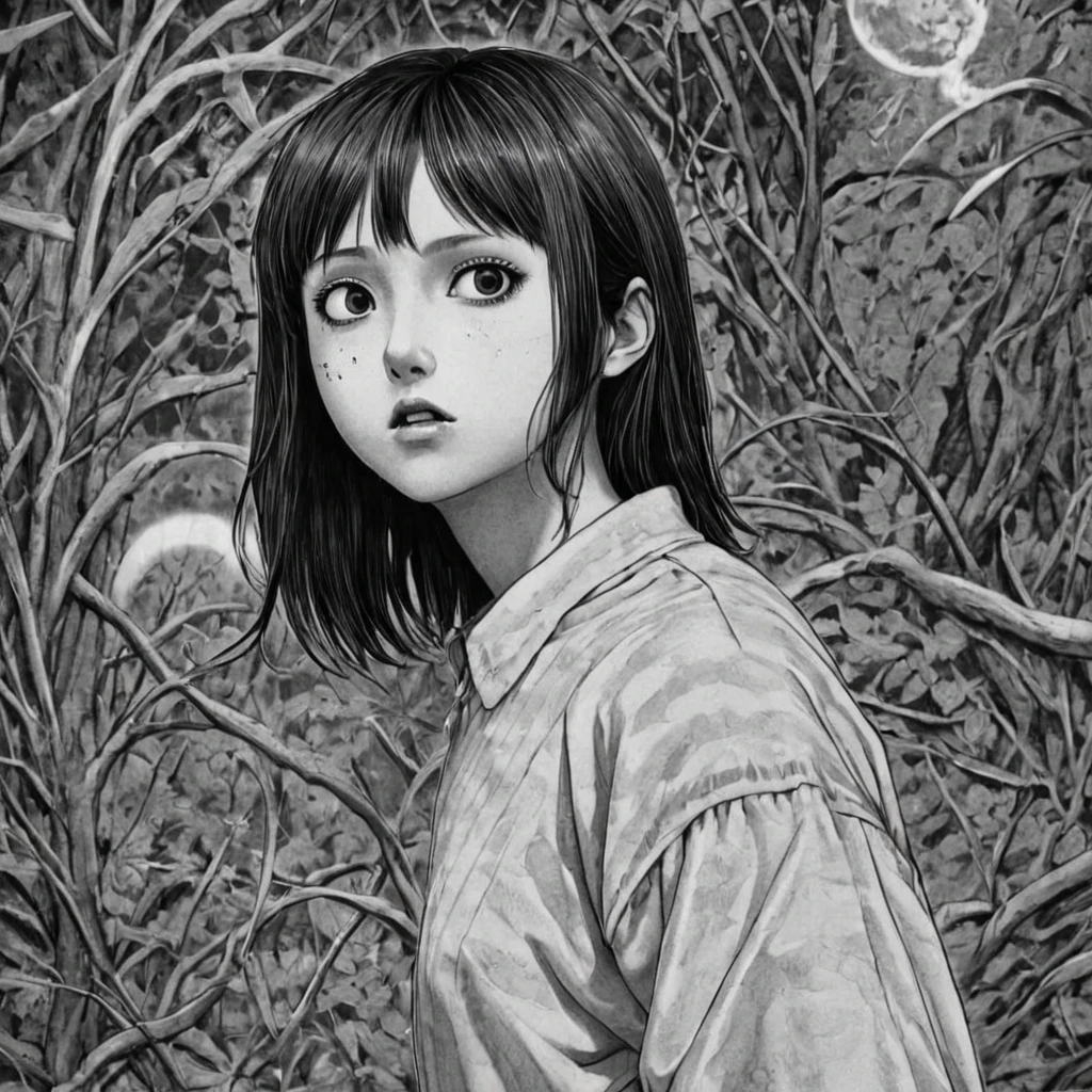 spiral, (anime), bizarre scenario, This is Junji, Yusuke Murata, black and white, 8K, anime, horror