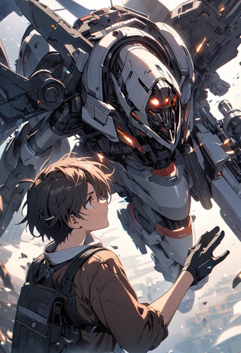 A guy a machine gun a hand