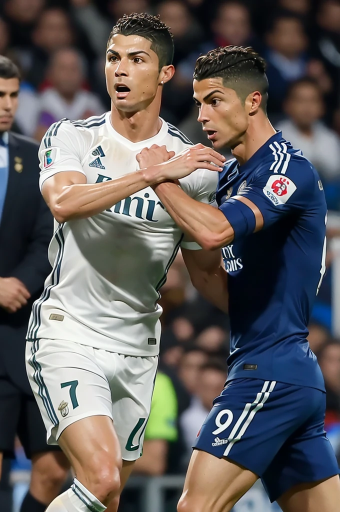 Create an image of Cristiano Ronaldo being robbed