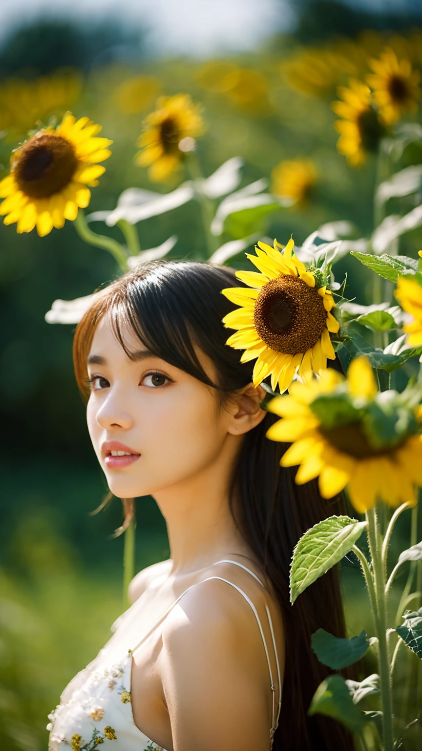 Tall sunflower field、Beauty