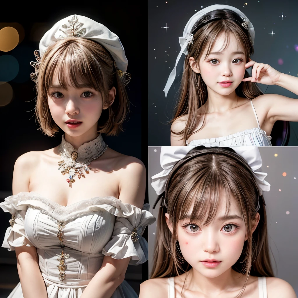 NSFW, 8k, High-level, absurd, masterpiece, best quality, primitive, very detailed CG, very detailed wallpaper, perfect lighting, Extremely detailed (((The personifying " Rembrandt Harmenszoon " as a Little Girl))), MysticSight, Tyndall effect, Tyndall scattering, Studio gray background with (many Dazzling RainbowColor particles BokeH:1.28), (RoundlyButts, ThighGap), (Exposed:0.4), (Assfocus with looking ahead), BREAK (NOGIZAKA face variations) Extremely Detailed very KAWAII face variations, perfect ???????, Childish, captivating gaze, elaborate detailed Eyes with (sparkling highlights:1.28), long eyelashes、Glossy RED Lips with beautiful details, Coquettish tongue, Rosy cheeks, Radiant PearlSkin with clear transparency . { (Dynamic LifeLike expressions:1.4) | :d) }, (large eyes:-1) .