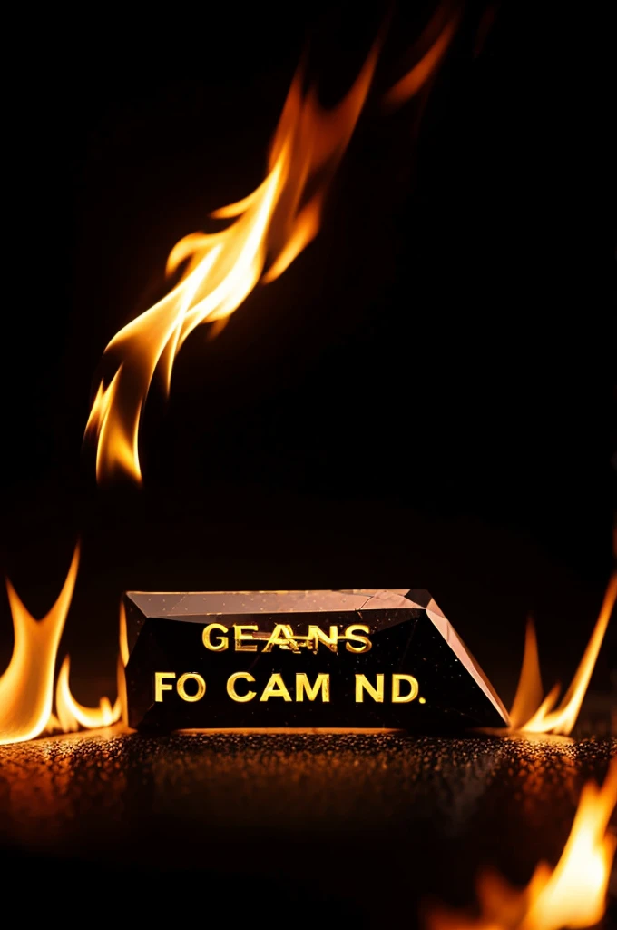 Generates the word CLAIM made in diamonds in flame with black background