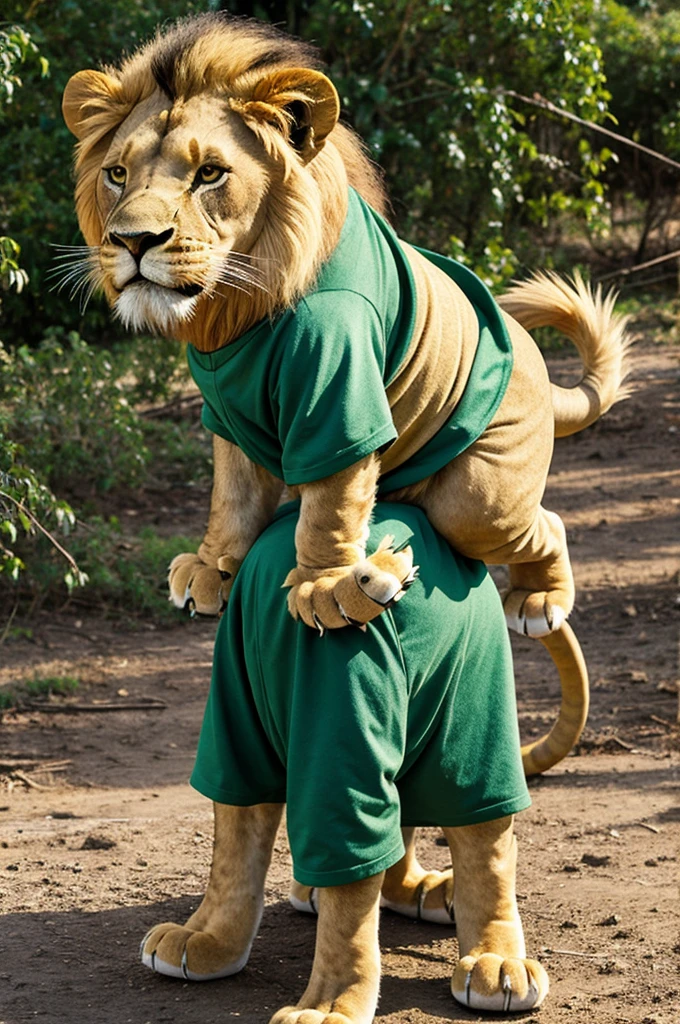 lion dressed as a cute dinosaur anime