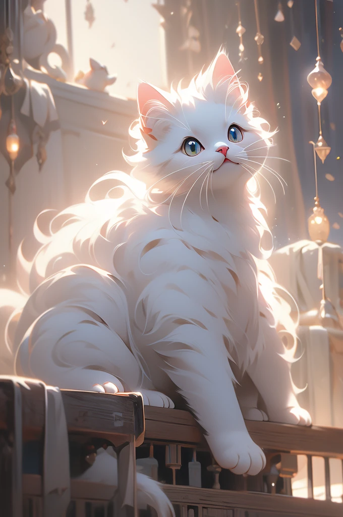 1girl, ghostly cat girl, short white hair, short fur, looking up, shy, timid, plump curves