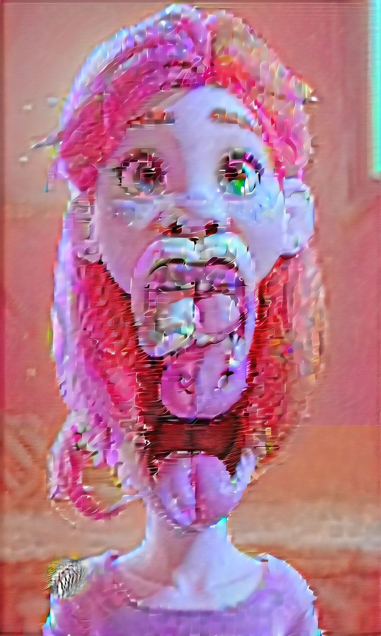 ((masterpiece)),((Highest quality)),8K,Detailed,Super detailed,Exquisite detail,One girl,Upper Body,Girl of the Abyss,pretty girl,Rainbow Hair,Cool Outfits,fashion,Goth Ghost,Open your mouth,(Long Tongue:2),Sticking out tongue,