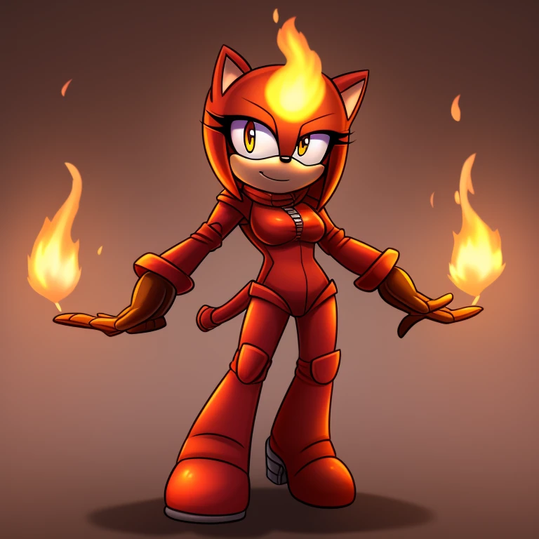 red golem mobian, female, flame mobian,