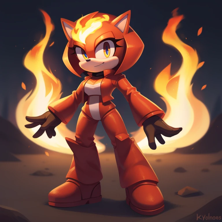 red golem mobian, female, flame mobian,