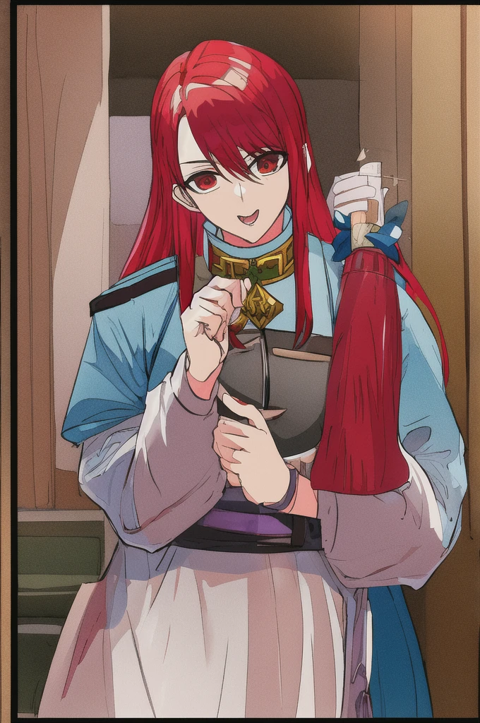 make a picture of a paranormal order style RPG character, naughty man, Red-Haired, greatsword,