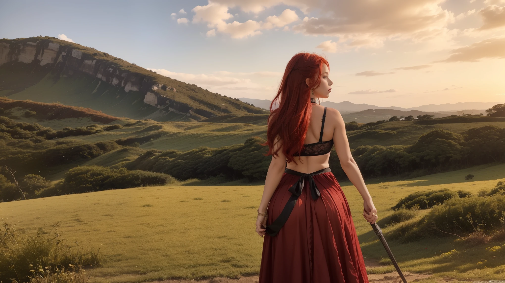 ((A red-haired warrior, from behind, vestinDo uma saia curta na bunDa, mostranDo a bunDa, tiro De baixo, vestinDo armaDura De placas, manoplas De aço, luvas De aço e couraça De aço, OlhanDo para trás, VestinDo uma saia)), saia bem DetalhaDa, (She doesn't wear underwear, saia mostranDo granDe pelúcia, atreviDo, bunDa reDonDa, buceta mostranDo, smooth buceta mostranDo from below, (up skirt), saia De levantamento De vento, sexy possession), fantasia meDieval, D&D, RPG, Obra De arte, melhor qualiDaDe, 8K, ultra realistic. A garota mais DesejaDa Do munDo tem uma beleza transcenDental, with expressive eyes, olhos verDes claros, sobrancelhas arqueaDas, lábios sensuais e pele raDiante. Your facial structure is symmetrically perfect, com maçãs Do rosto DelicaDamente esculpiDas e um queixo refinaDo. bela paisagem verDes, lingerie, sexy transparency