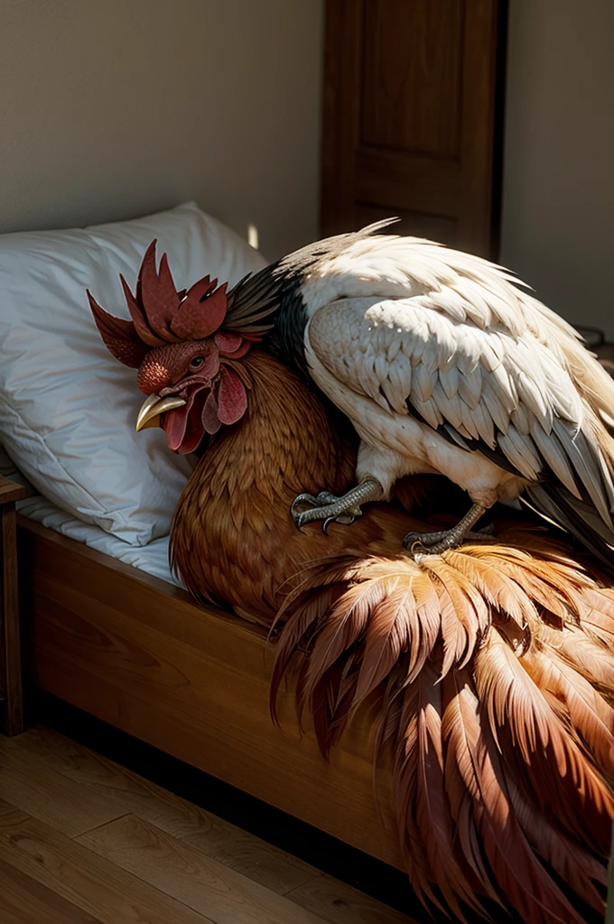 An image with a rooster sleeping