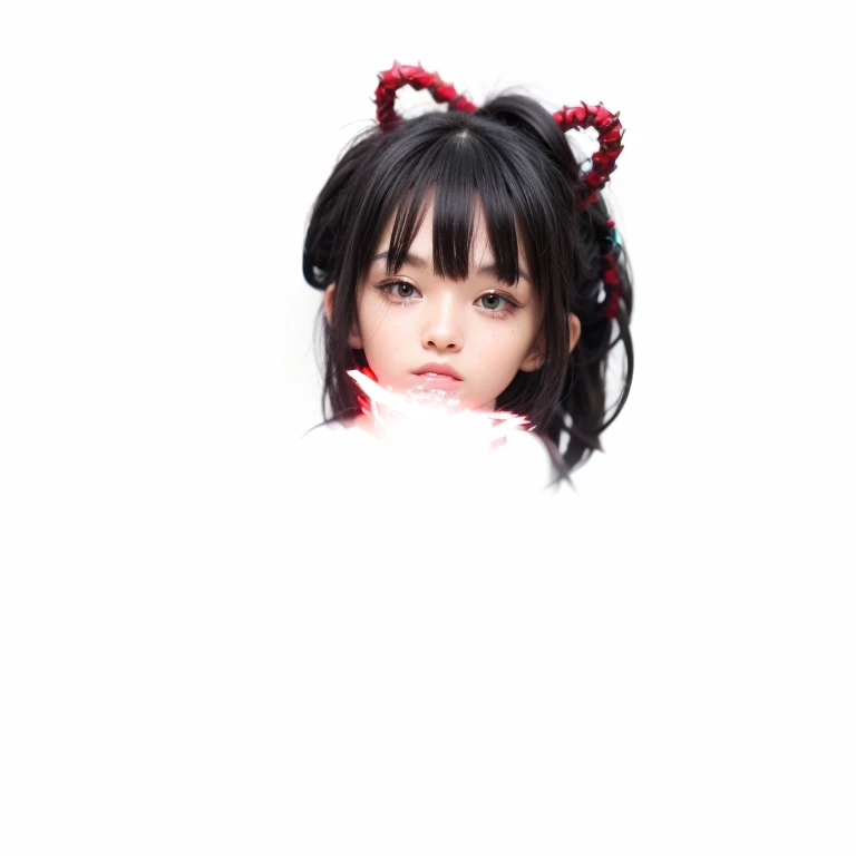 girl with black hair, with red glowing eyes, 8k