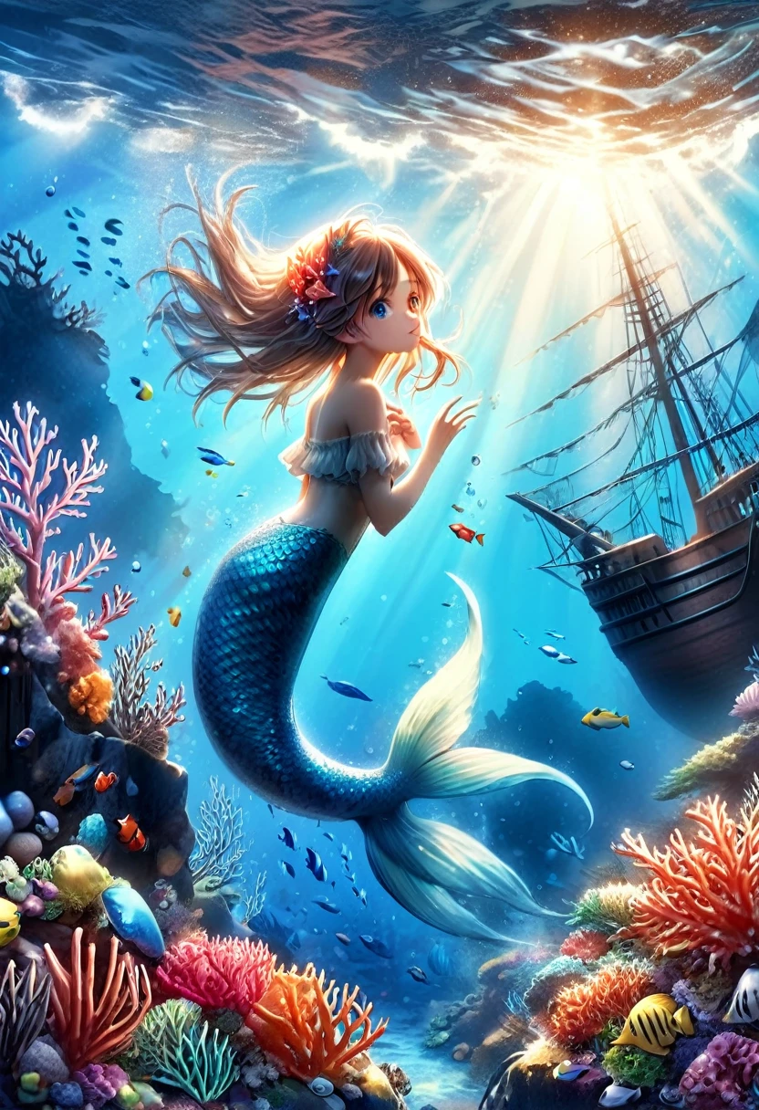 (best quality,4k,8k,highres,masterpiece:1.2),ultra-detailed,(realistic,photorealistic,photo-realistic:1.37),1girl, beautiful detailed eyes, beautiful detailed lips, extremely detailed face, long eyelashes, Emma Watson as a mermaid, mermaid tail, underwater scene, coral reef, colorful fish, glowing bioluminescent algae, shimmering scales, seaweed, dramatic lighting, vibrant colors, cinematic composition