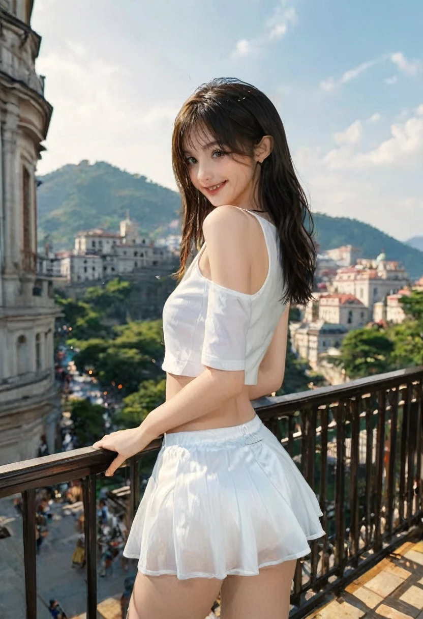 {{{masutepiece}}}, {{{Best Quality}}}, {{An ultra-high picture quality}},  {{extremely delicate and beautiful}},(nffsw), (Best Quality, 8K, 32K, masutepiece, nffsw:1.2),a photo of a cute girl, of the highest quality, Best Quality, Realistic, Unity, At 8K,Wallpaper, Official art,(10yaers old),(child),(The best princess in the world:1.5),(Uniforms with a lot of decoration:1.5),(Gorgeous headphones:1.3),(Smile:1.3),(Sweaty skin:1.5),Black hair,(Very short hair:1.3),(On the balcony of the palace:1.3),(,(Full body:1.2),(Wind Lifts Skirt :1.7),(pantiy),(Mid summer:1.5),(From below:1.5),(low view:1.5),white  panties,panties small,Super delicate,are sheer,realisitic,Raw photography,Sexy ass,the shape of the buttocks is clear,,Panties that dig into the buttocks,Ultra-realistic panties,