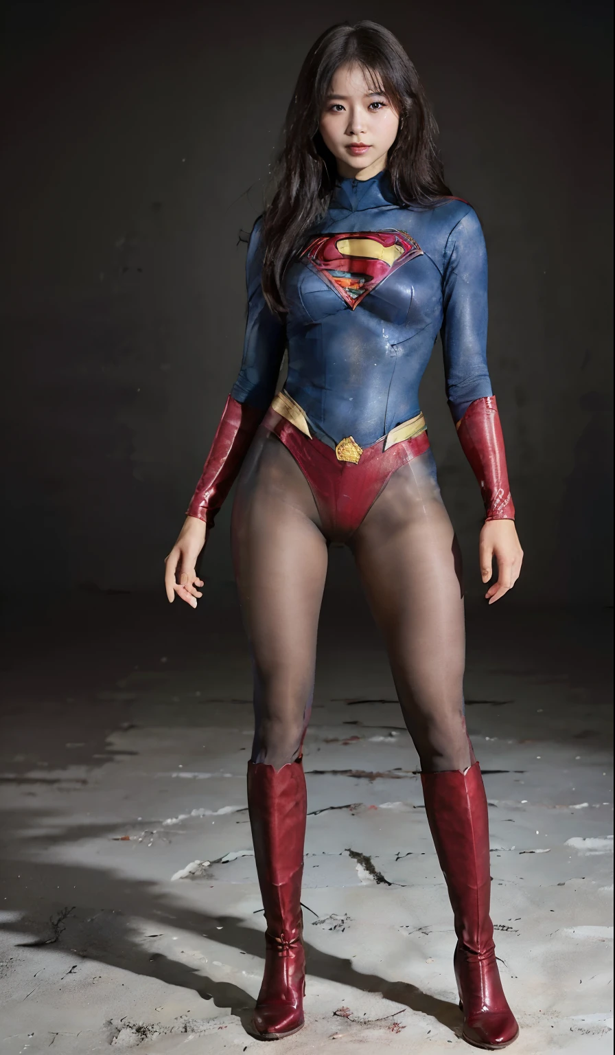 No background、(((Beautiful legs in black tights.)))、(((Legally express the beauty of your smile)))、((((Make the most of your original images)))、(((Supergirl Costume)))、(((Beautiful Hair)))、(((suffering)))、(((Please wear black tights....、Wear red boots)))、((Best image quality、8K))、((Highest quality、8K、masterpiece:1.3))、(((Preserve background )))、Sharp focus:1.2、Beautiful woman with perfect figure:1.4、Slim Abs:1.2、Wet body:1.5、Highly detailed face and skin texture、8K