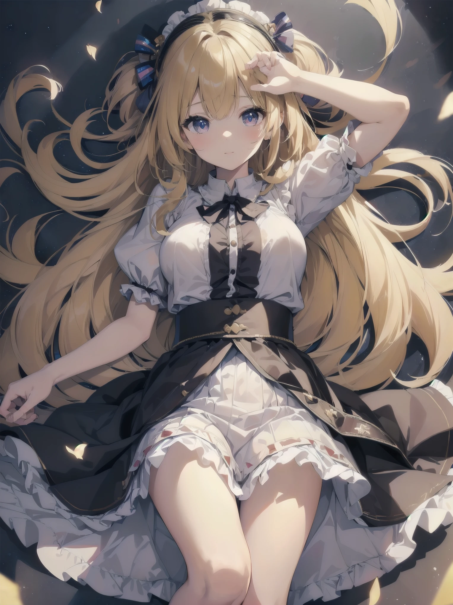 ((傑作 Highest quality:1.4)), ((Tabletop, Highest quality)), (8K quality), (Detailed Background:1.3), (Detailed face:1.3), (Cute Teenage Girls, alone),Beautiful portrait、Delicate body、Frilled blouse,Long Check Skirt,Vintage, Long blonde hair,Cinematic Light,A small smile,Tilt your head、Lying in a fluffy bed、sunlight、Shaking breasts、、Nipples、((She spreads her legs wide to show her pussy))、Flip Skirt、High class clothing、Rainbow glow, Beautiful sparkle,