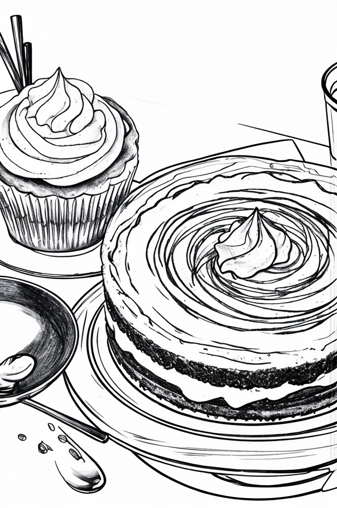 Drawing created by just one line of dessert