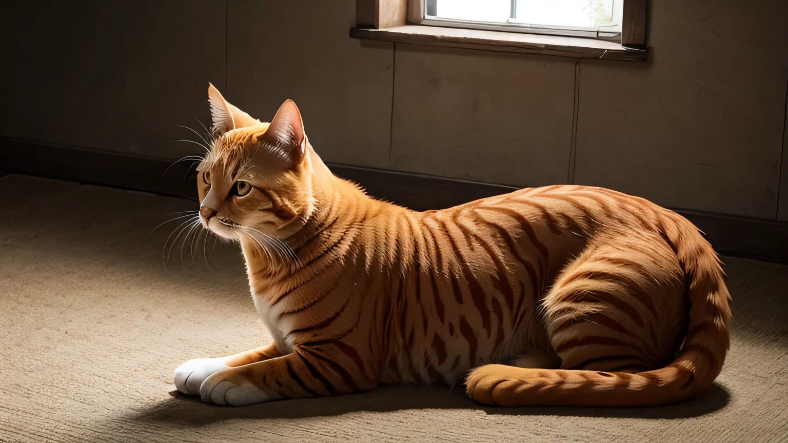 GIANT ORANGE CAT SITTING ON BACK