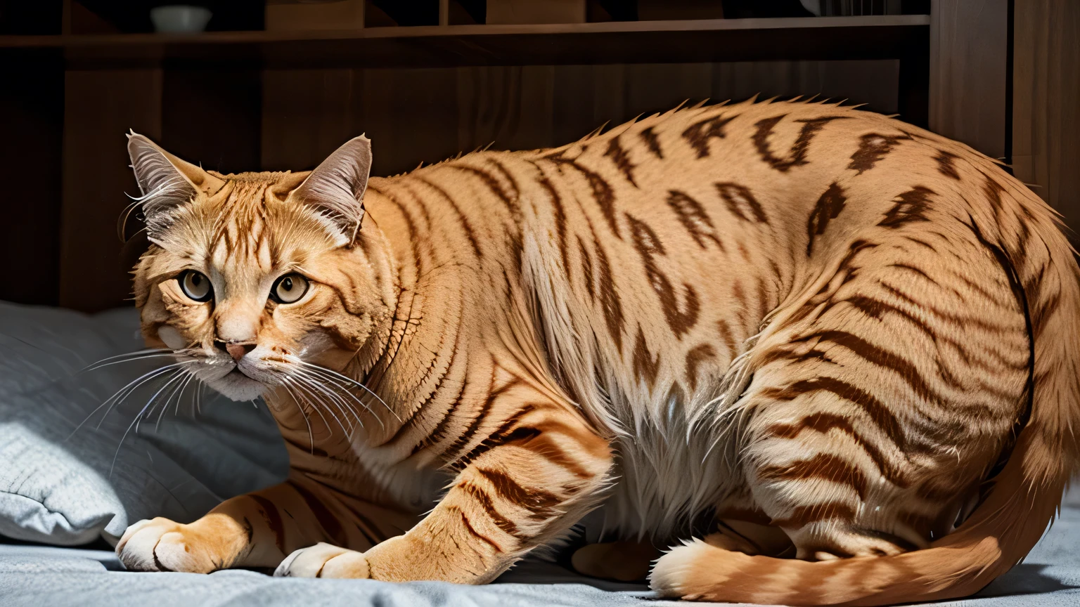 GIANT ORANGE CAT SITTING ON BACK