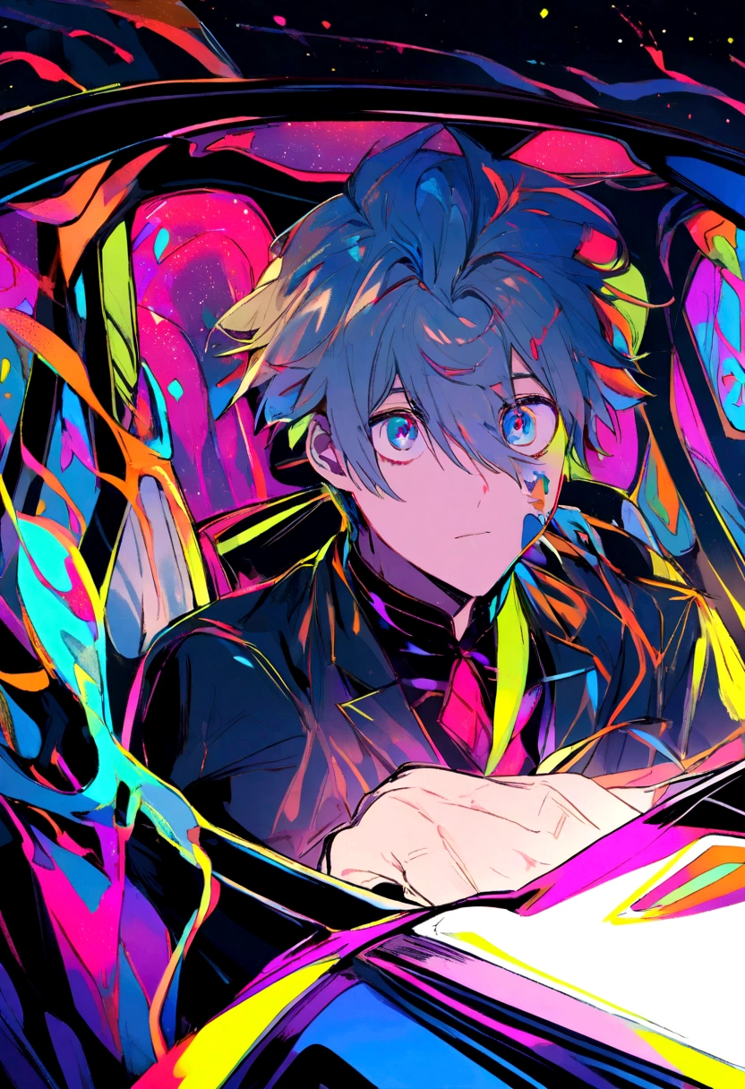 2D boy inside a supernatural car 