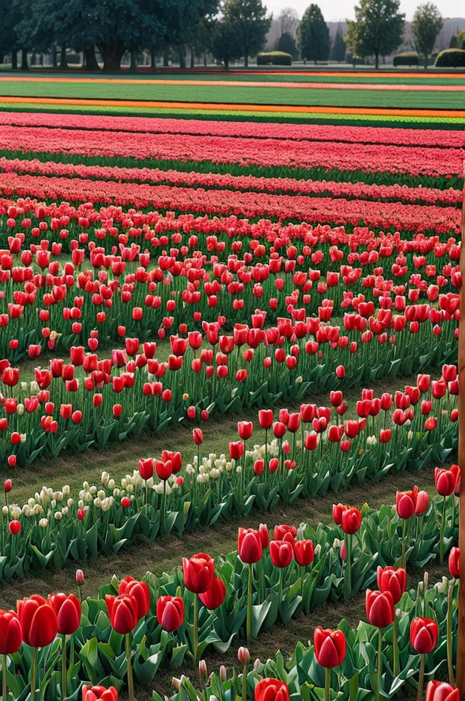 Draw a field of tulips that is not so realistic 