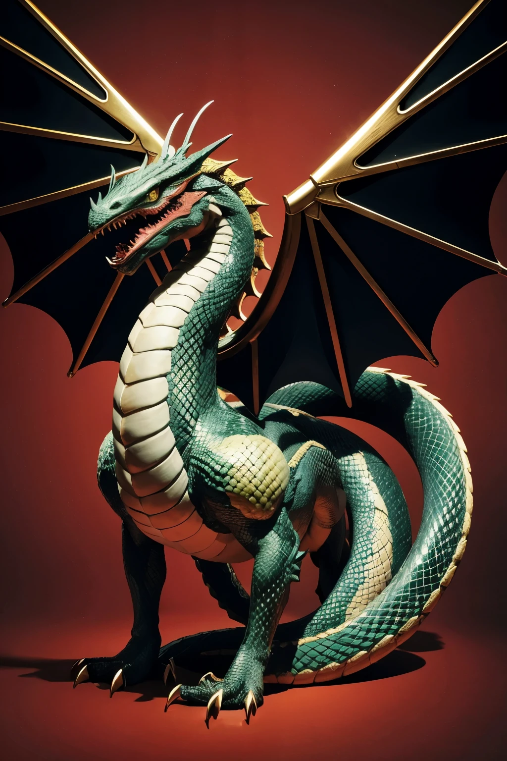 Snake dragon, brawny, no back ground, holding alter, no wings, oriental-like