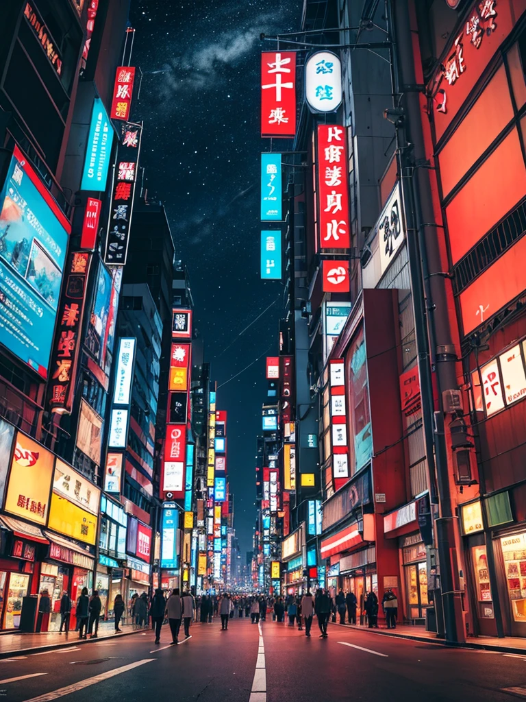 ((best quality)), ((masterpiece)), (detailed), illustration, abstract, japanese street, night sky, tokyo, cyberpunk