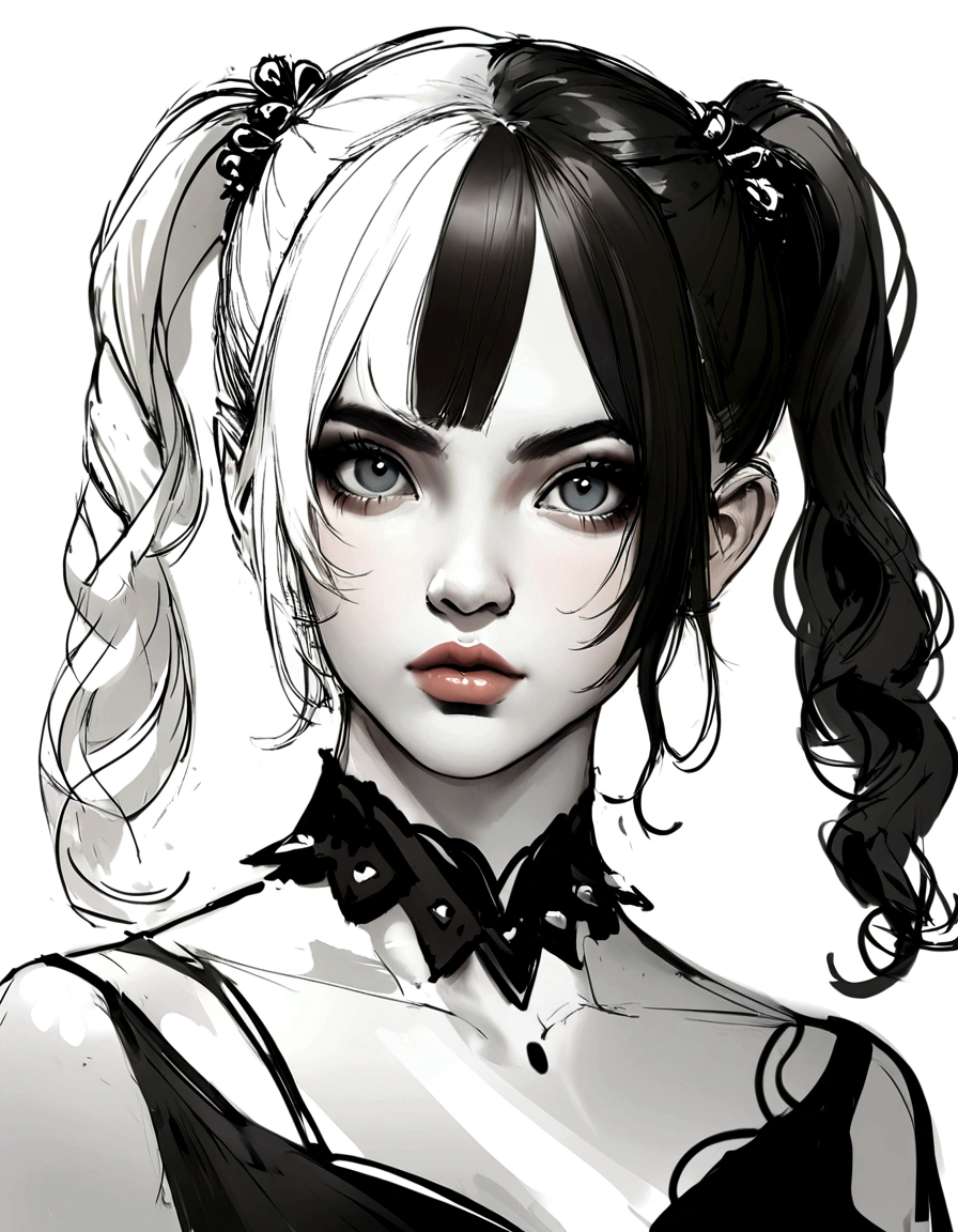 A sketch drawing of the harlequin character, skullish, hyperrealisti, artistic, everything black and white