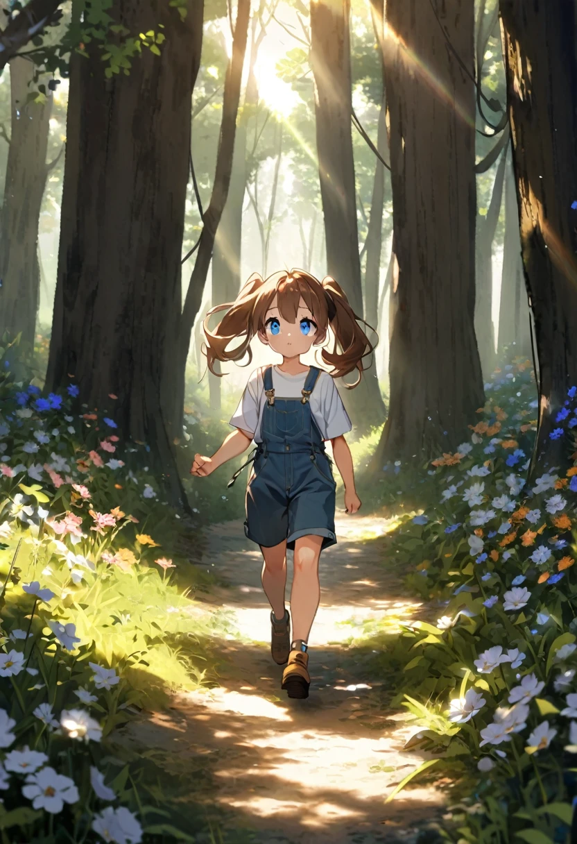 A woman in overalls and a lab coat, with long twin tails, (best quality,4k,8k,highres,masterpiece:1.2),ultra-detailed,(realistic,photorealistic,photo-realistic:1.37),detailed facial features, beautiful detailed eyes, sexy, extremely detailed eyes and face, long eyelashes, science laboratory, advanced technology, futuristic, intricate details, cinematic lighting, warm color palette, dramatic shadows