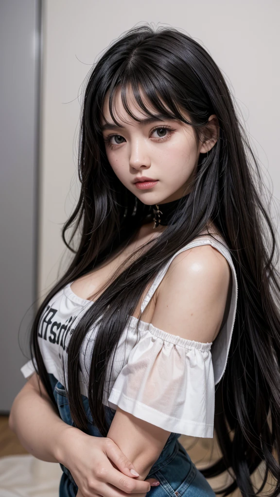 A girl with big black hair