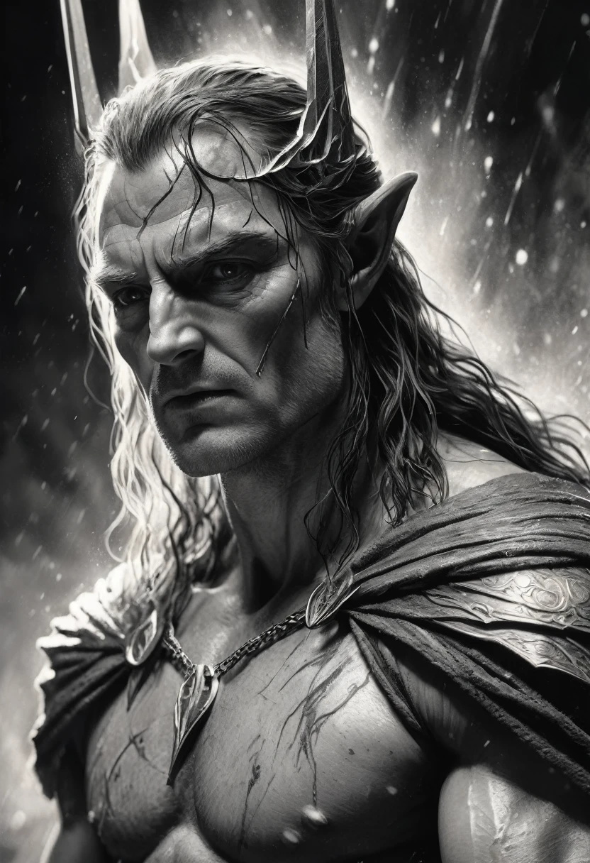 stunning black and white graphite sketch of Sauron, up close shot, from The Lord Of The Rings trilogy, in dynamic pose, by Anna Razumovskay, (by Alyssa Monks:1.1), by Joseph Lorusso, by Lilia Alvarado, beautiful lighting, sharp focus, 8k, high res, (pores:0.1), (sweaty:0.8), Masterpiece, Nikon Z9, Award - winning photograph, --ar 16:9 --style raw --stylize 750 --niji 6, perfect composition, beautiful detailed intricate insanely detailed octane render trending on artstation, 8 k artistic photography, photorealistic concept art, soft natural volumetric cinematic perfect, wide angle view