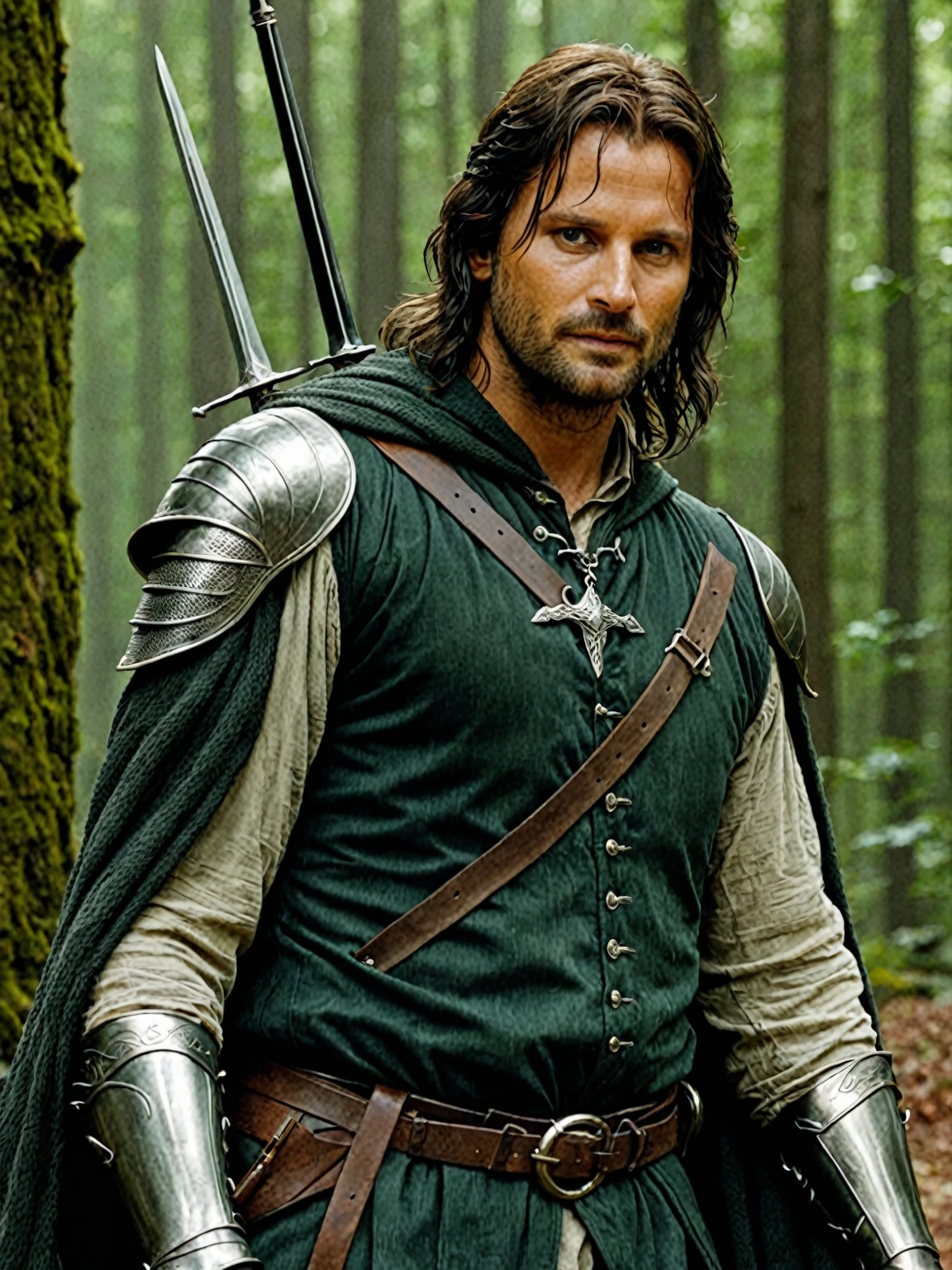 photo warrior Aragorn from Lord of the Ring, Granularity, cinematic film yet, 8к HD, portrait