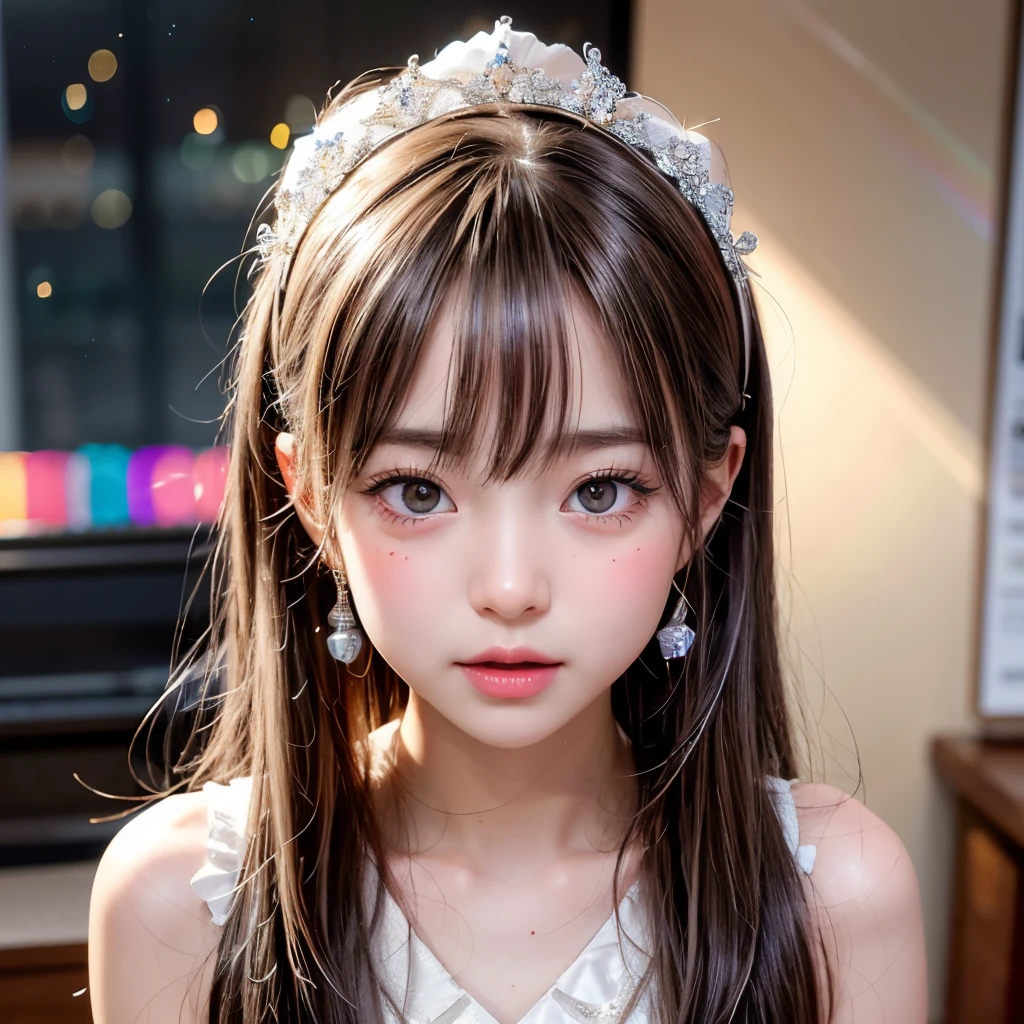 NSFW, 8k, High-level, absurd, masterpiece, best quality, primitive, very detailed CG, very detailed wallpaper, perfect lighting, Extremely detailed (((The personifying " Apple iPhone " as a Little Girl))), MysticSight, Tyndall effect, Tyndall scattering, Studio gray background with (many Dazzling RainbowColor particles BokeH:1.28), (RoundlyButts, ThighGap), (Exposed:0.4), (Assfocus with looking ahead), BREAK (NOGIZAKA face variations) Extremely Detailed very KAWAII face variations, perfect anatomy, Childish, captivating gaze, elaborate detailed Eyes with (sparkling highlights:1.28), long eyelashes、Glossy RED Lips with beautiful details, Coquettish tongue, Rosy cheeks, Radiant PearlSkin with clear transparency . { (Dynamic LifeLike expressions:1.4) | :d) }, (large eyes:-1) .