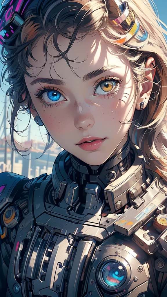 (((masterpiece, highest quality))),(((solo:1.2))),(((1girl:1.2))),32k wallpaper, very detailed,(((((portfolio))))),(((((Close-up))))),(((((bust up))))),((((more various angle)))),(((highlight))),((((heterochromia)))),(((complete. detailed face))),((((Extremely talented)))),(((((most complicated machine))))),(((genius mechanic))),((Overall colorfully)),(((cyborg))),