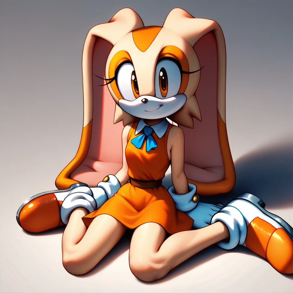 cream the rabbit, ,on all fours,back view