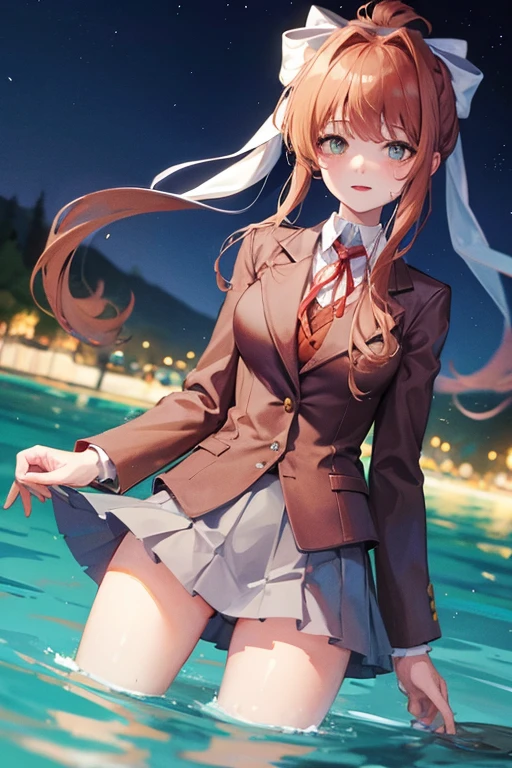 Monika in the lake At night