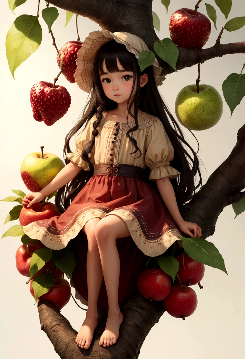 girl growing out of fruit on the tree