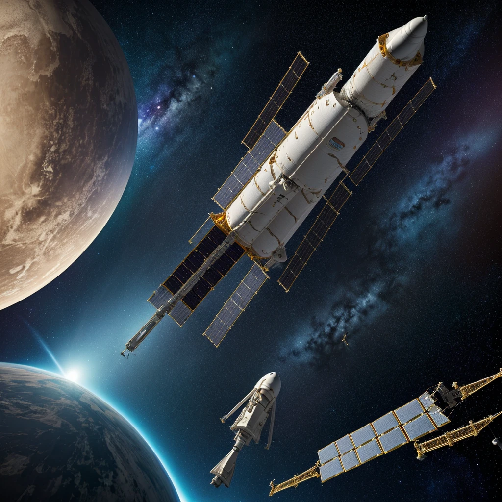 A huge spaceship,full body，(A longr spacecraft resembling the shape of an 7:1.5),Detailed hull details,Cosmic galaxy background,Escaped spaceship,((Best quality)), ((Masterpiece)), (Epic composition:1.2), (unreal 5 render:1.1)