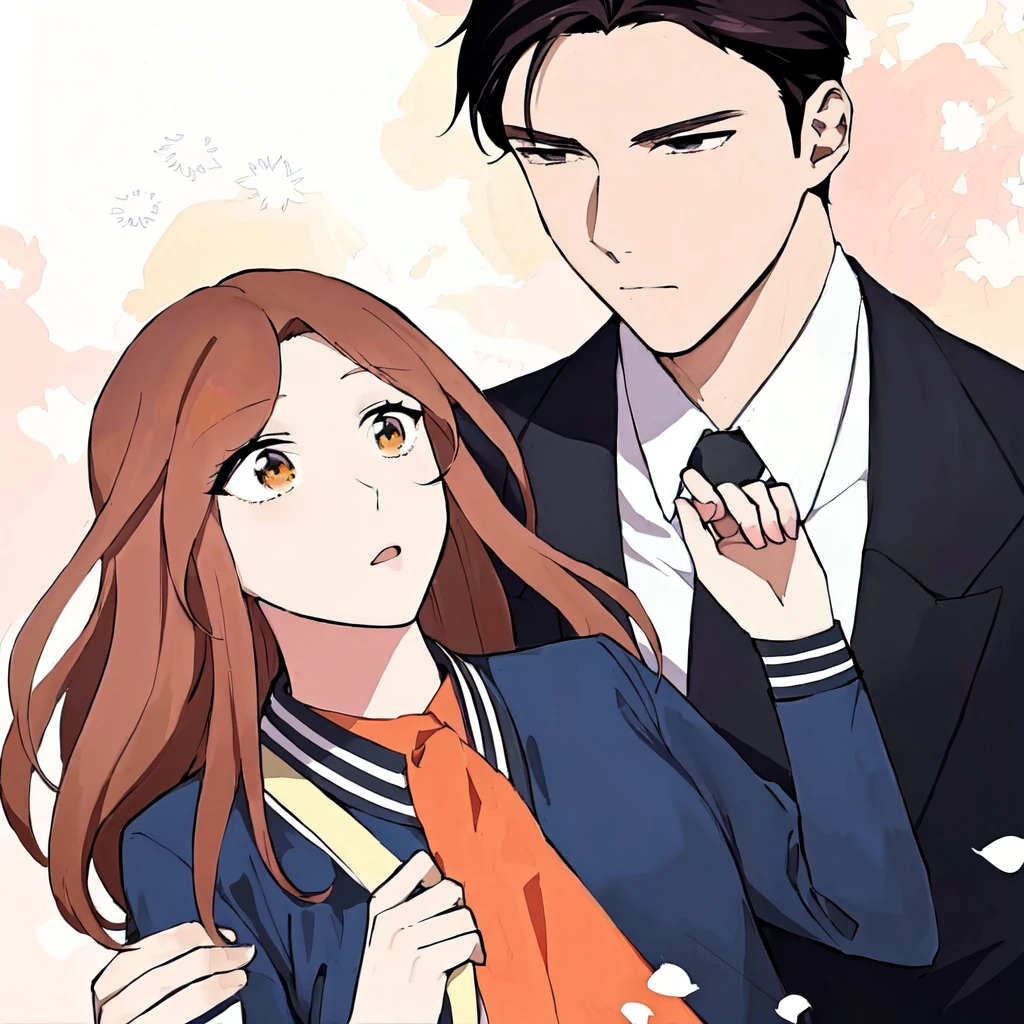 anime image of a man and woman in a suit and tie, shoujo romance, manhwa, official fanart, in anime style, sankakucomplex anime image, shoujo manga, in an anime style, high quality fanart, marin kitagawa fanart, shuushuu anime image, official art, illustrative!!, sui ishida art manga