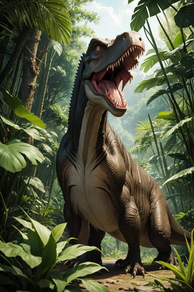 Scientifically accurate Tyrannosaurus rex in a jungle