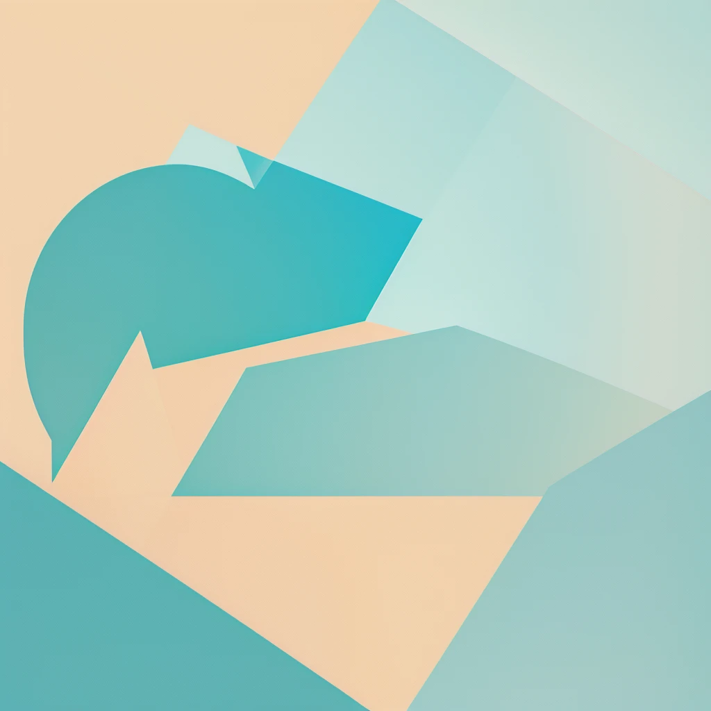 Abstract summer illustratin, minimal, vector, combination of natural and geometric, two-dimensional, using color code 00CCCC tone, cyan pastel color, #00CCCC #FCEB8F