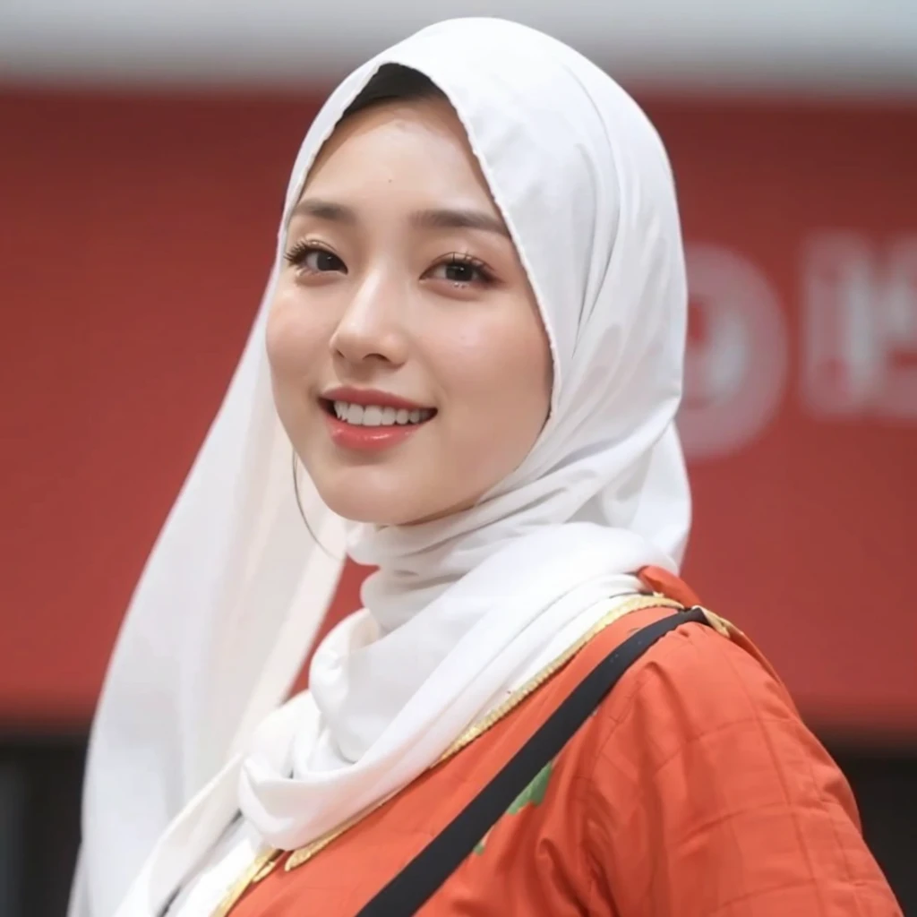 (Best quality, 8k, 32k, Masterpiece, UHD:1.2),Photo of Pretty Japanese hijab woman, large breasts, transparent shirt girl ,face focus,oversized_sweater, necklace, background, from above, looking at viewer, lingering, fetish hijab, hijab star