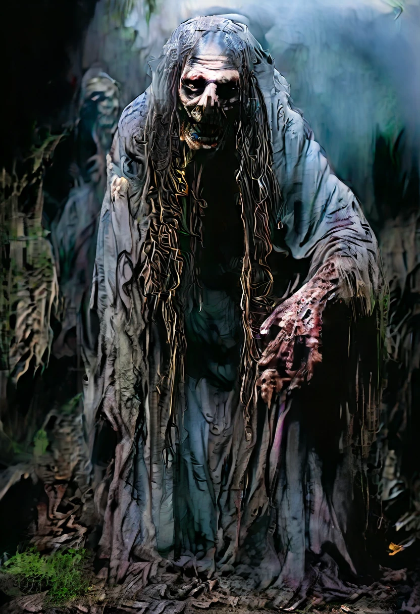 A long dead Nude female zombie, rotten, decay, grey skin, rotten pussy full of maggots, vagina, huge breasts, dead, bloated