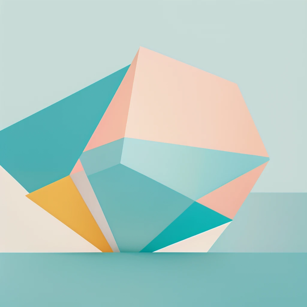 Abstract summer illustratin, minimal, vector, combination of natural and geometric, two-dimensional, using color code 00CCCC tone, cyan pastel color, #00CCCC #FCEB8F