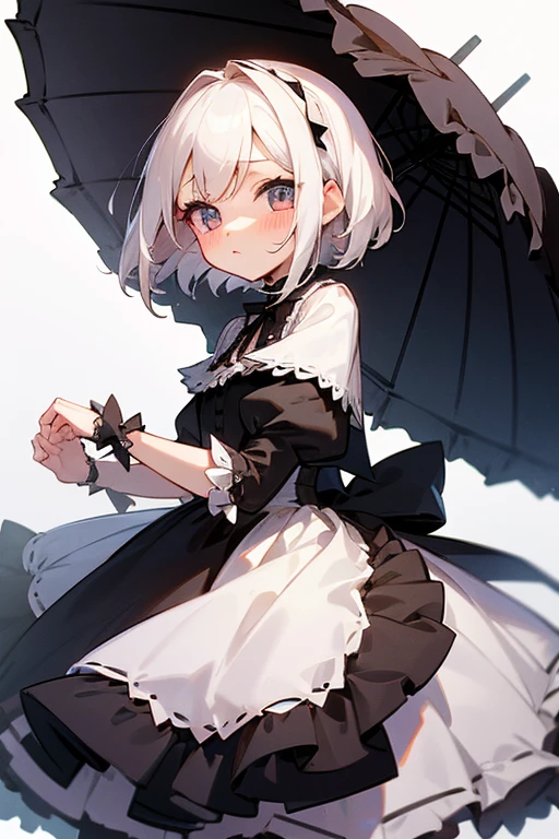 Short white hair, blush, Headbang 2.、cute、Beautiful woman、Idol clothes、Gothic ta、background is paris、Gorgeous outfit、