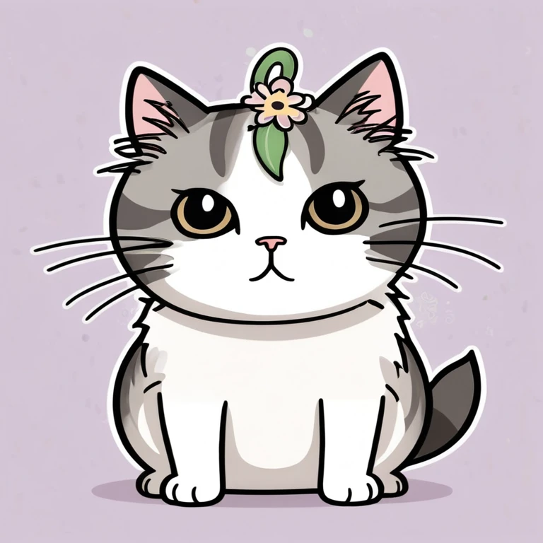 Create a cat with a flower on its head, Pusheen-Stil. comic, Cute cat, discord profile picture, Octopus Cat, Kawaii cat, fat grey chibi cat, his head is a pear, I&#39;m relaxing, Subscribe to, Detailed image, poisonous cat, Catgirl, angry cat, meow, Discord Emoji, nekomimi, Cat head