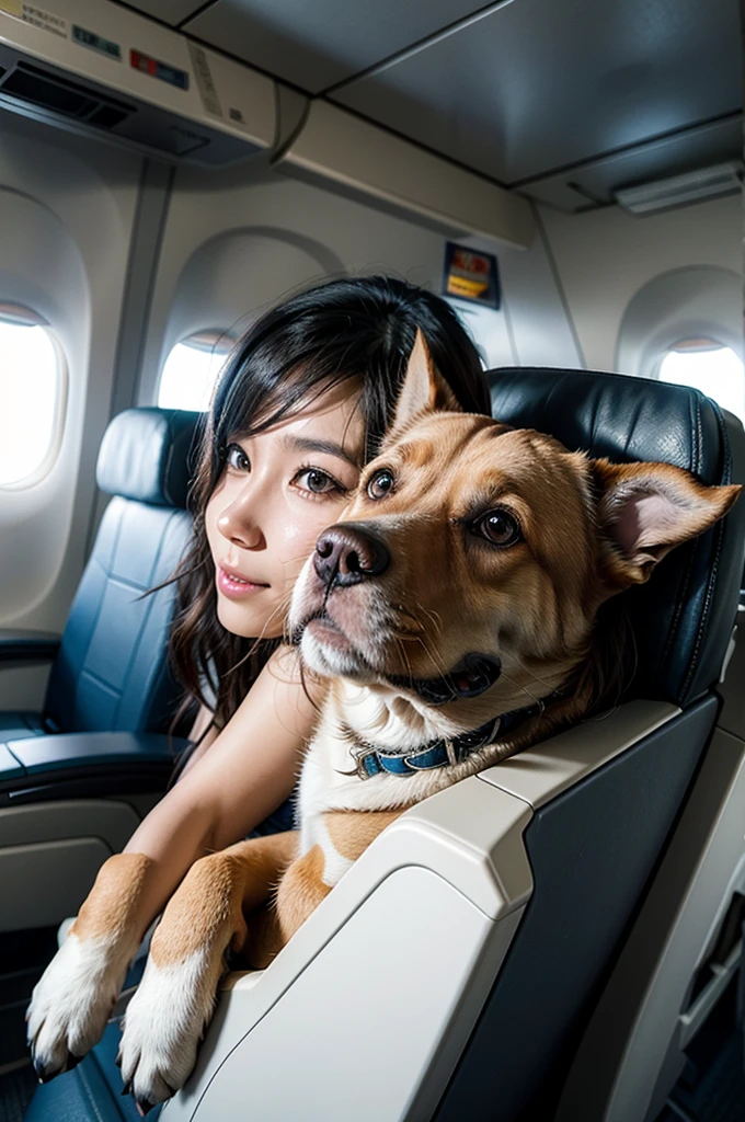 Dog on a plane with its owner, detalhista