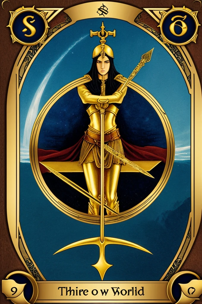 (three swords tarot card) (made of gold)