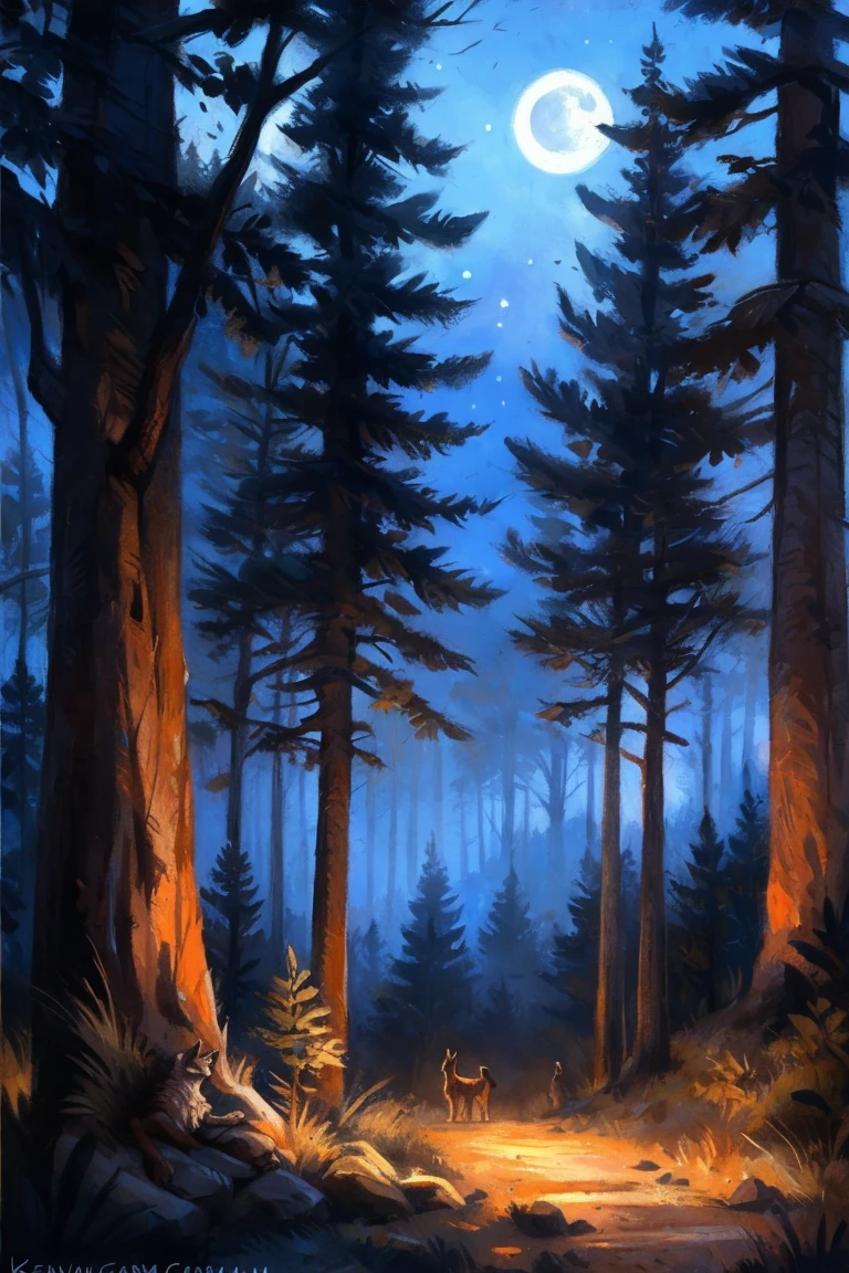 background, by Tess Garman, by Kenket, forest, ((no people)), ((no animals)), night